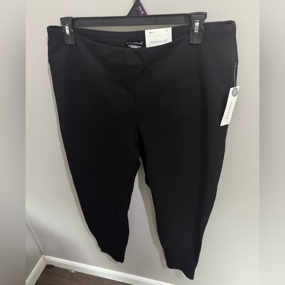 Westbound Pants Women's XL Long Black Rayon High-Rise Pull On NWT‎